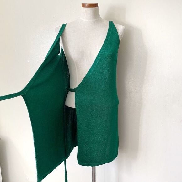 Revolve Lovers + Friends Green Wrap sweater mini dress Small preowned - Picture 4 of 9